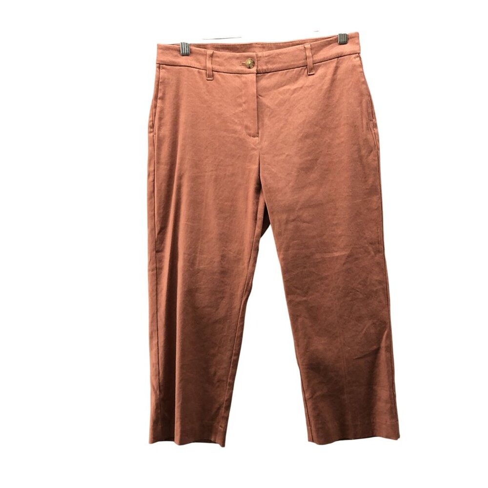 J. Jill Linen Blend Crop Chino Pants Womens 8P Clay Flat Front Mid Rise Straight